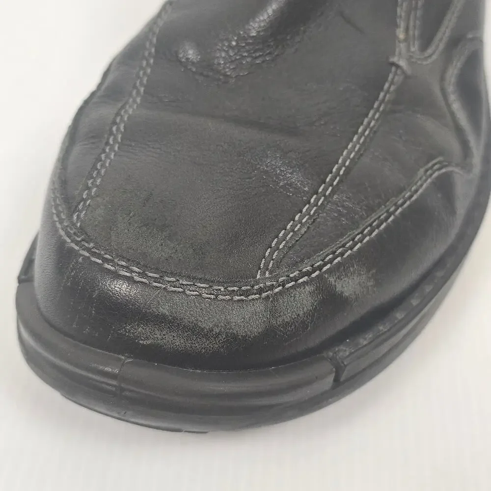 Ecco Mens 11 Dress Loafers Fusion Leather Black Slip On Academia Grandpa Preppy